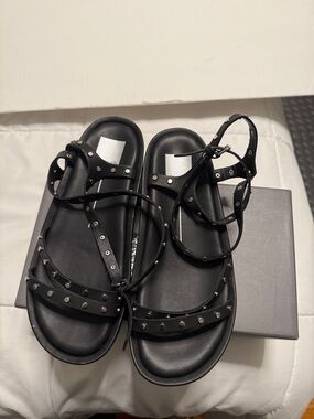 Dolce Vita Black Studded Strappy Ankle Tie Sandals